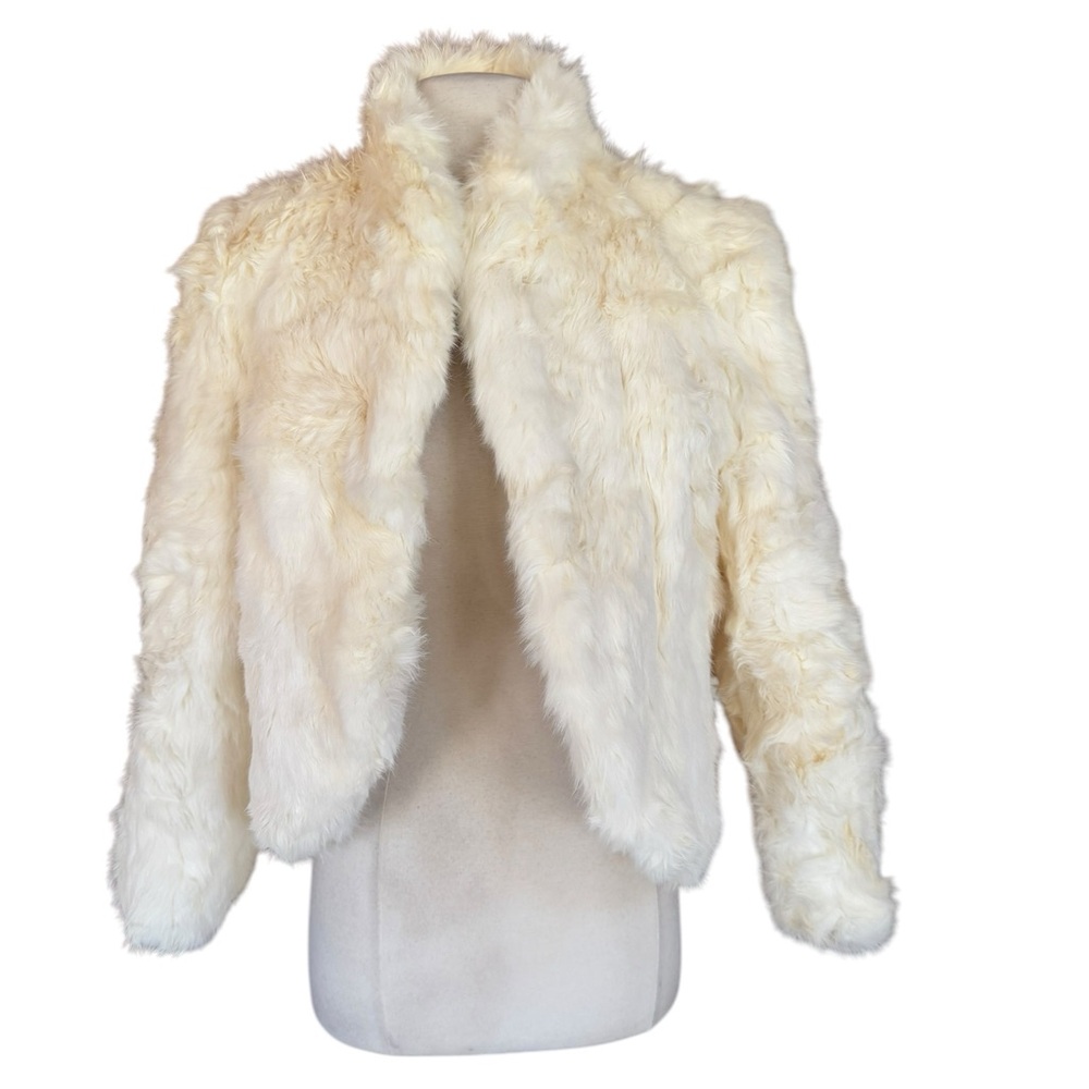 Source Unknown Lined Dyed Rabbit Fur Coat with Top Front Hook Closure